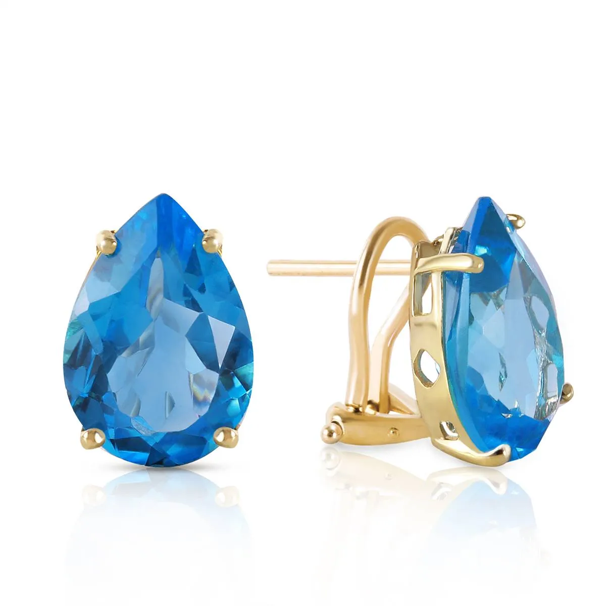 10 Carat 14K Solid Yellow Gold Inspiration Blue Topaz Earrings