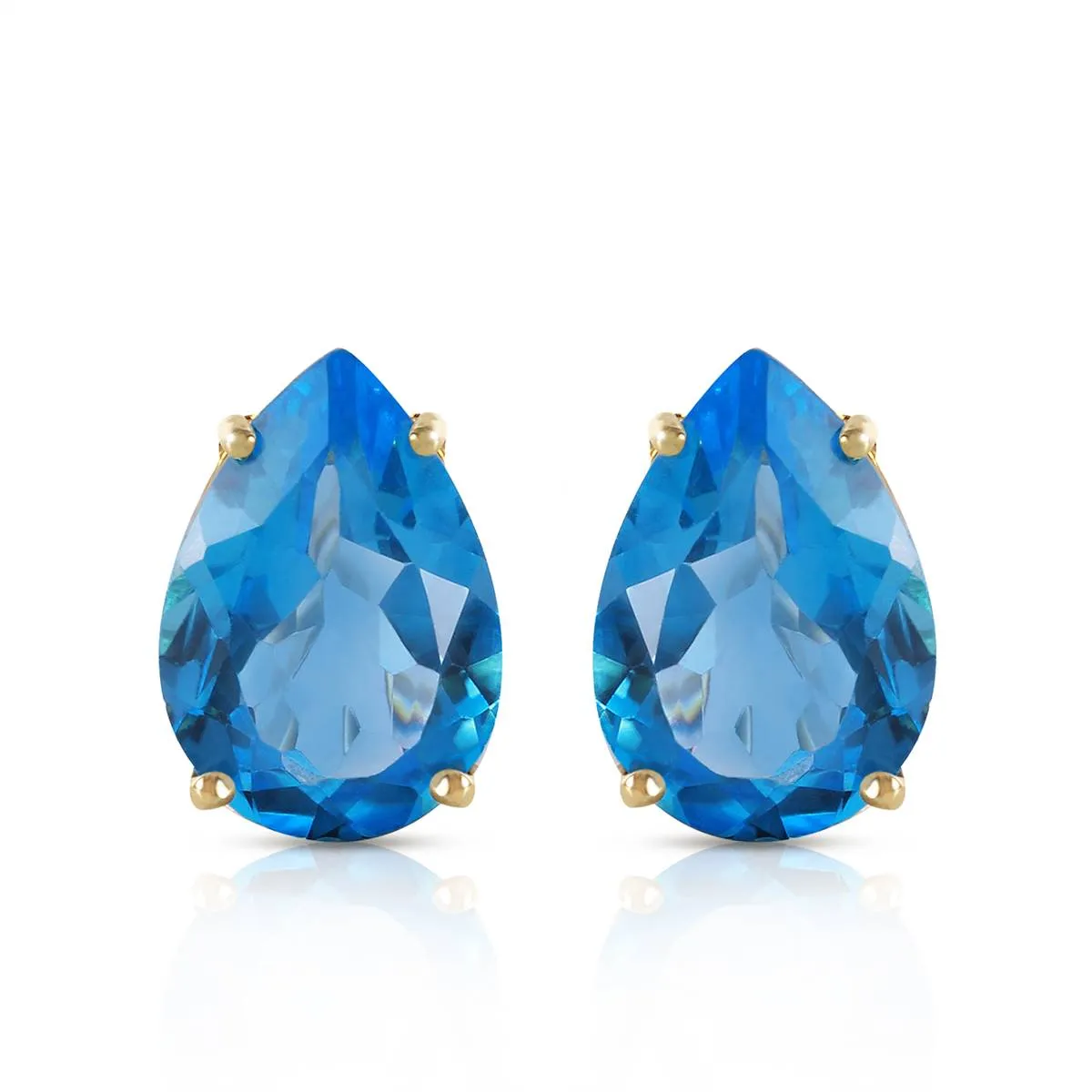 10 Carat 14K Solid Yellow Gold Inspiration Blue Topaz Earrings