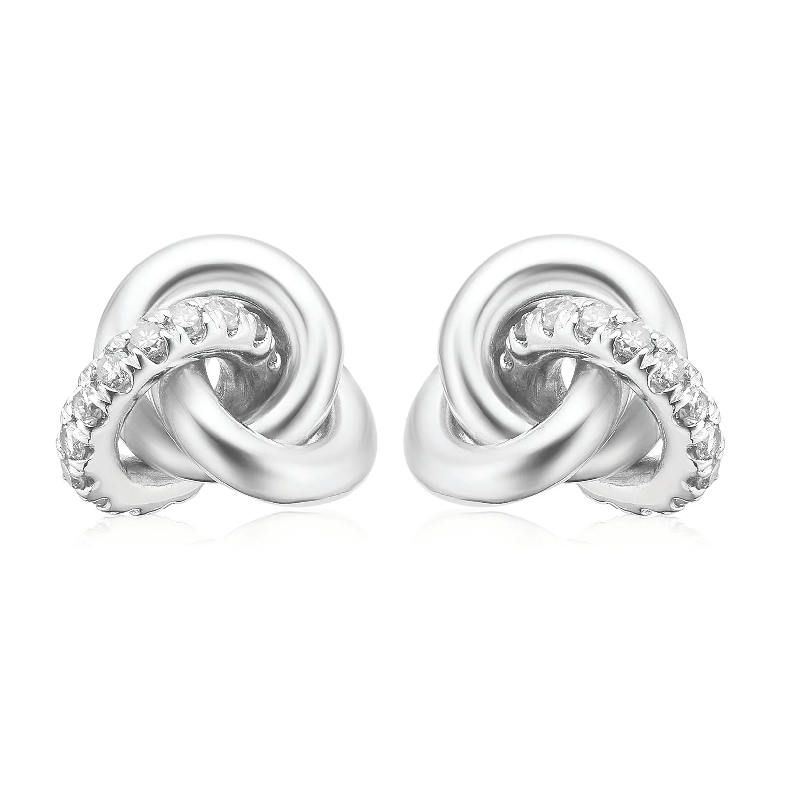 10ct White Gold 0.25 Carat tw of Diamond Knot Stud Earrings