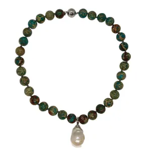 120-06 | JASPER QUARTZ W/ WILD PEARL DROP