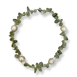 124-05-SHORT | PREHNITE & WILD PEARL NECKLACE SHORT