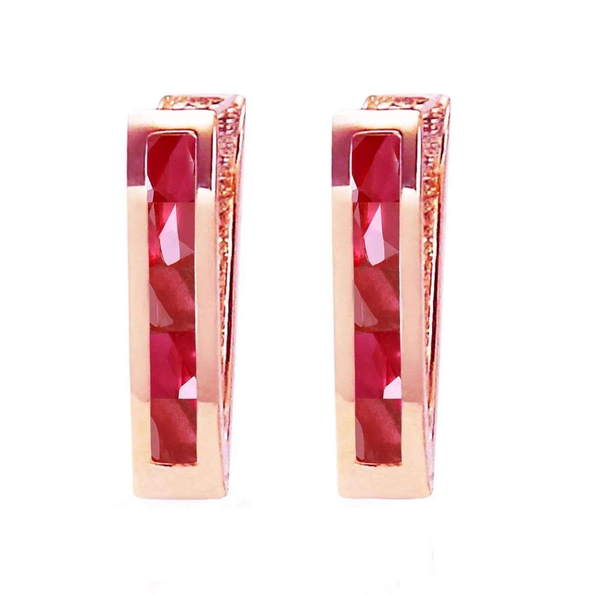 1.3 Carat 14K Solid Rose Gold Oval Huggie Earrings Ruby