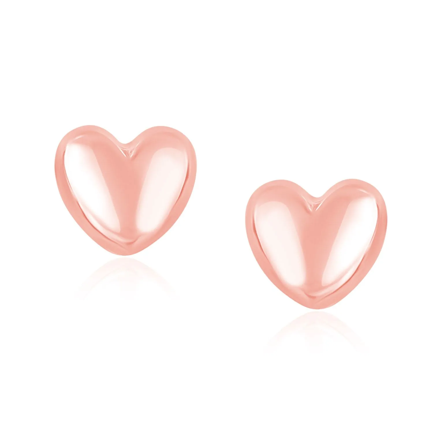 14k Rose Gold Puffed Heart Shape Shiny Earrings Weight 1.3 grams