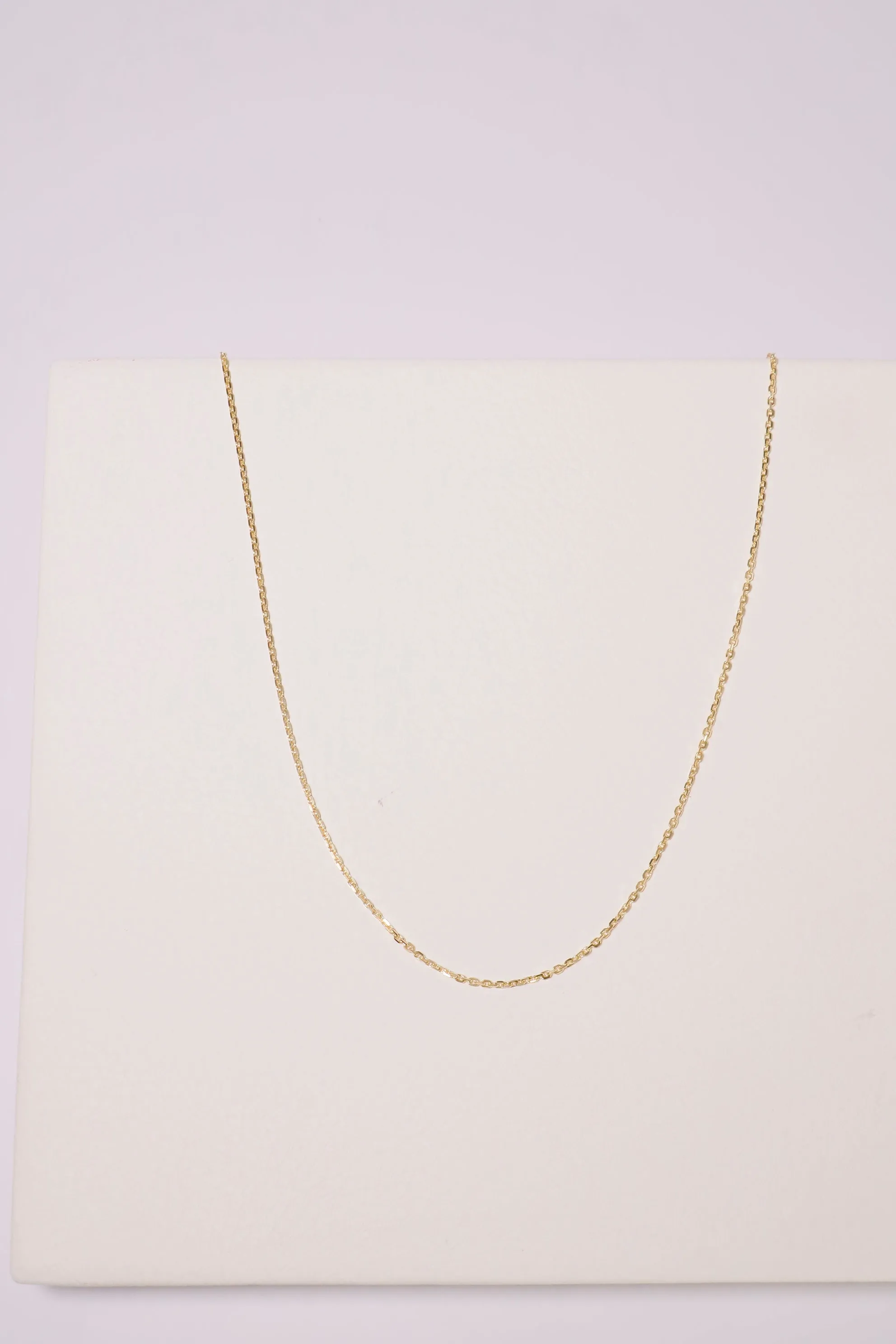 14K Solid Gold Simple Classic Cable Chain 16" Necklace