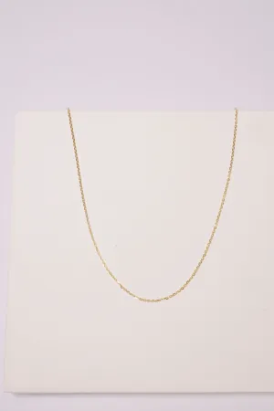 14K Solid Gold Simple Classic Cable Chain 16" Necklace