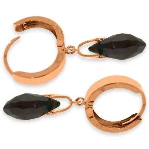 14K Solid Rose Gold Hoop Natural Garnet Earrings Gemstone