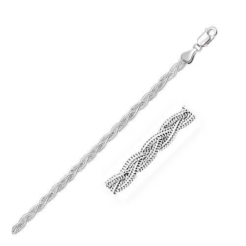 3.5mm 14k White Braided Foxtail Anklet, size 10''