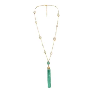 408-06 | TURQUOISE DELICATE TASSEL W/ PEARLS