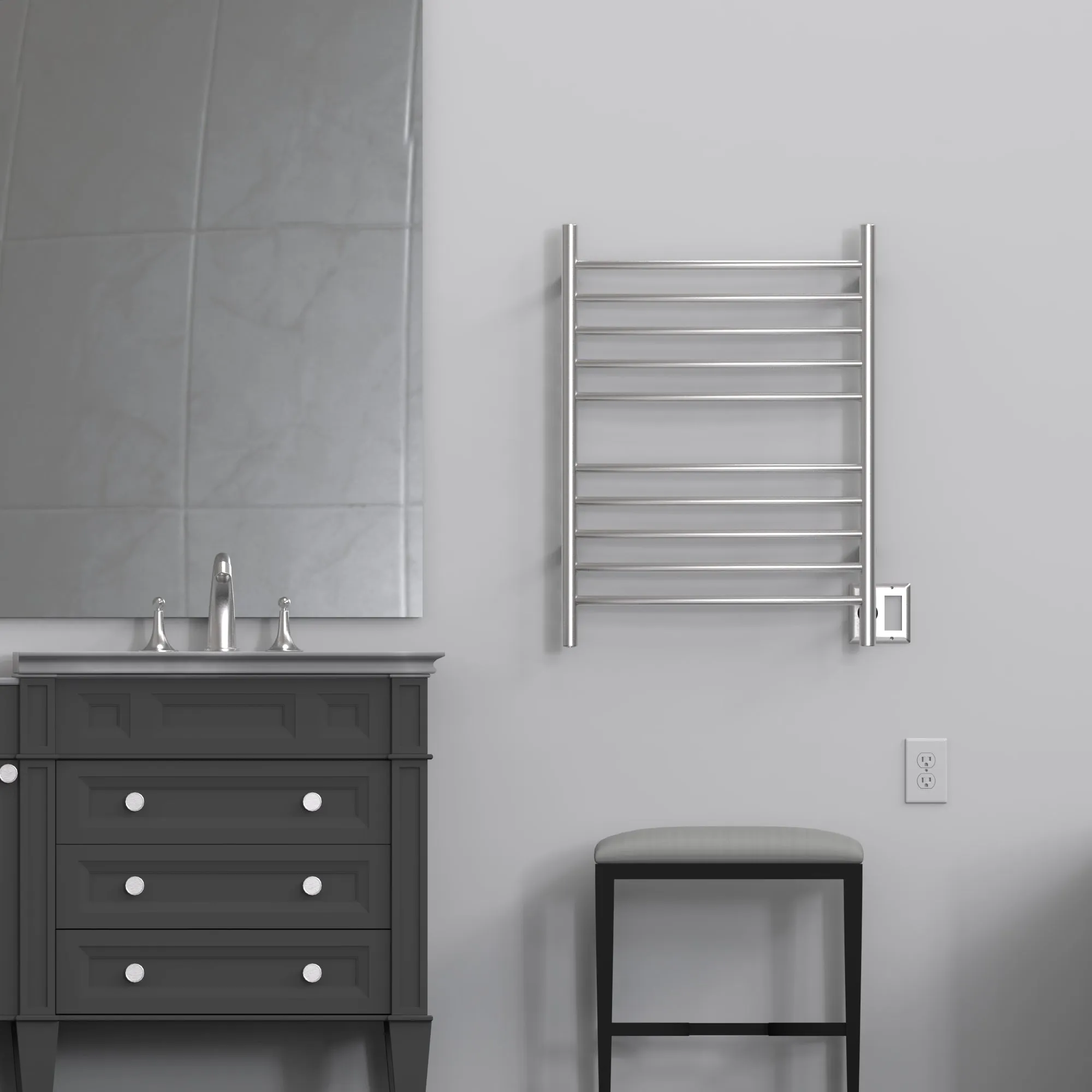 Amba RWH-CB Radiant Hardwired   Plug-in Combo Curved 10 Bar Towel Warmer in Brushed