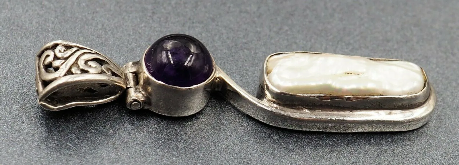 Amethyst & Keshi Pearl 925 Sterling Silver Pendant