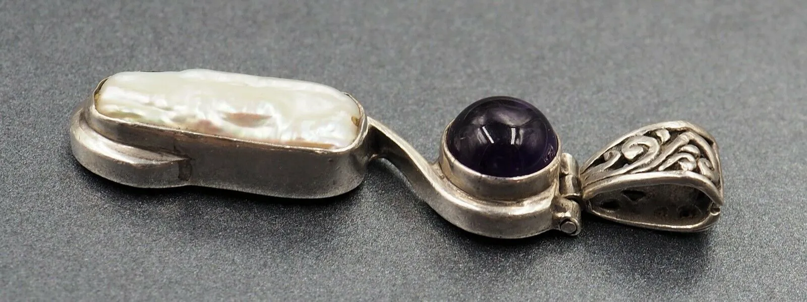 Amethyst & Keshi Pearl 925 Sterling Silver Pendant