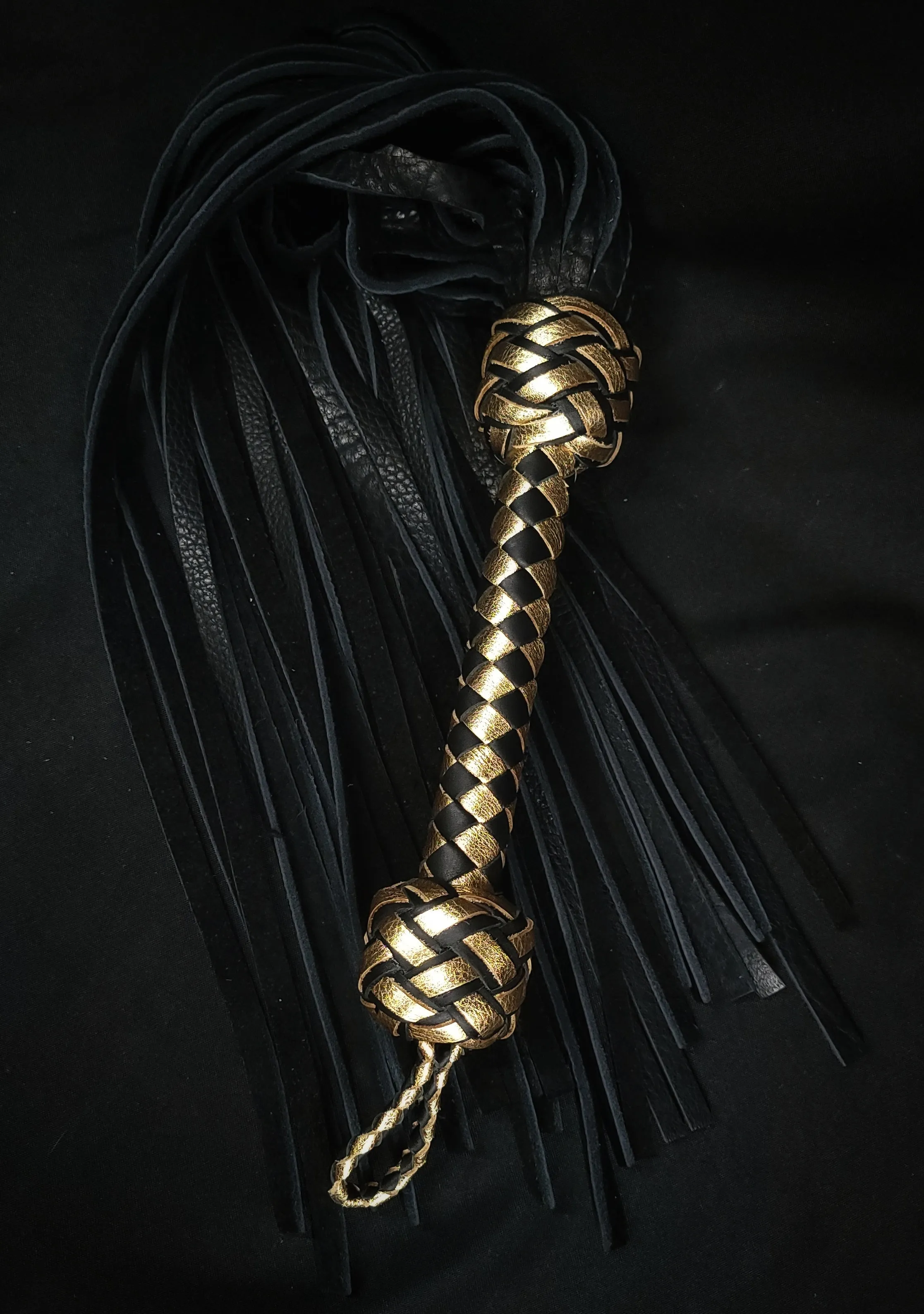 Black and Gold Bison Flogger Size Large- In Stock