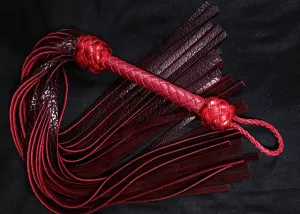 Black Cherry Bison Leather Floggers XL- In Stock