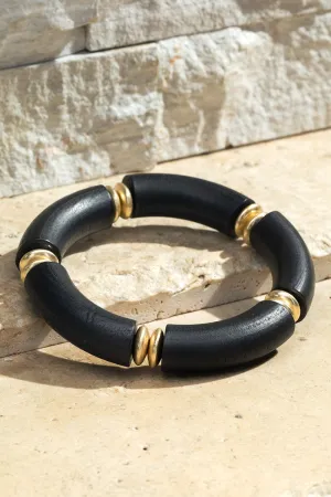 Black Wood Stretch Bracelet