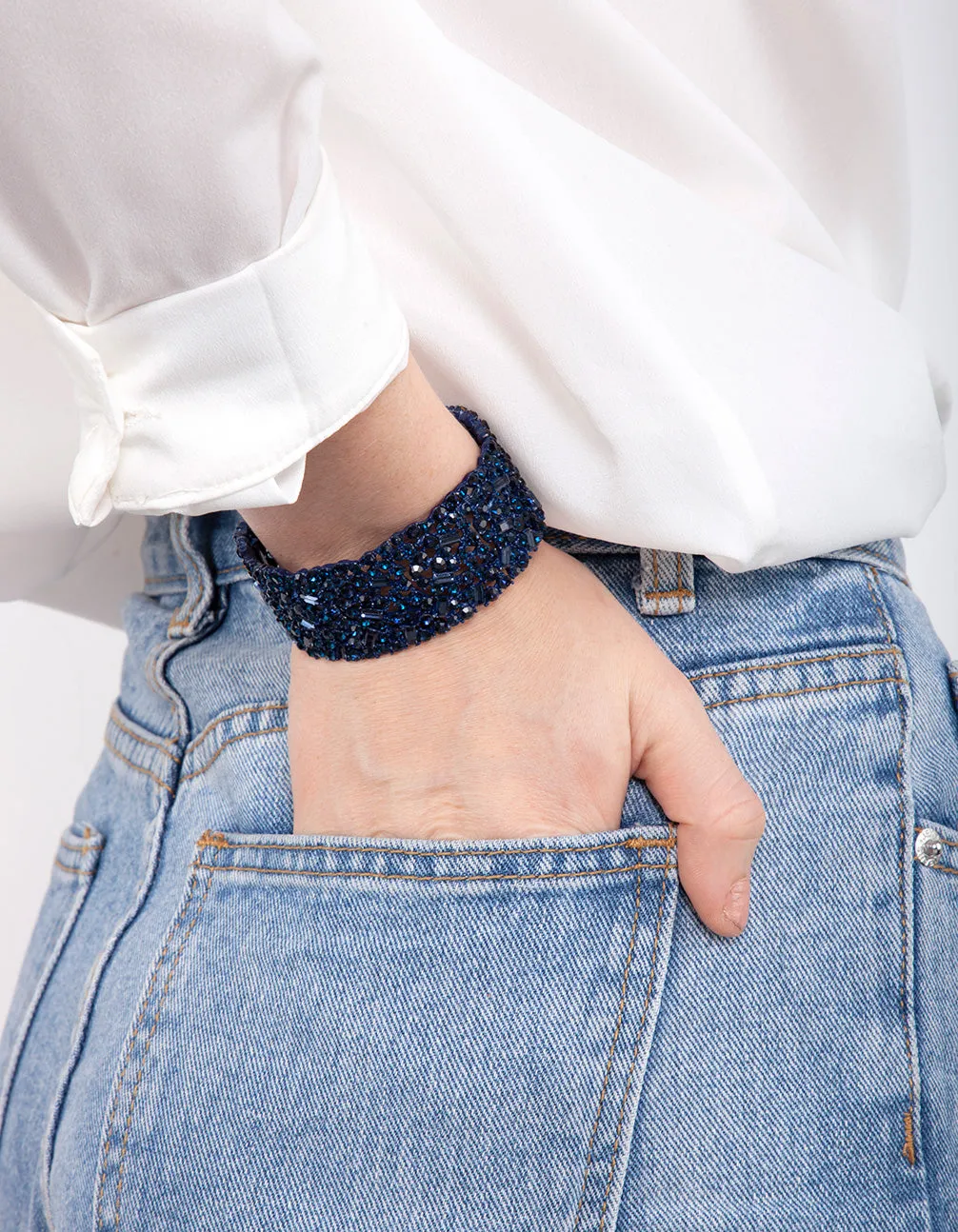 Blue Stone Embellished Stretch Bangle