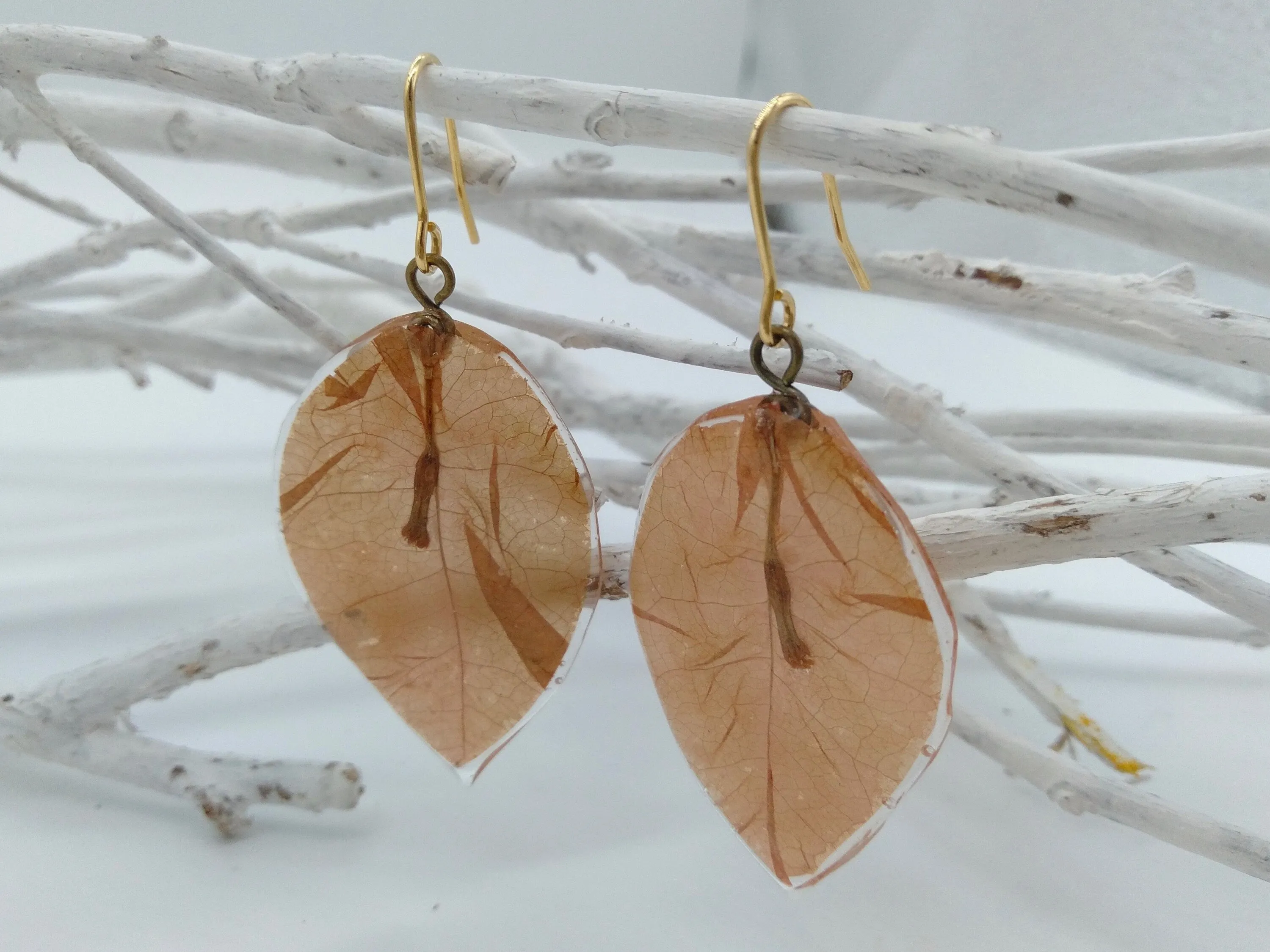 Bougainvillea earrings, light orange