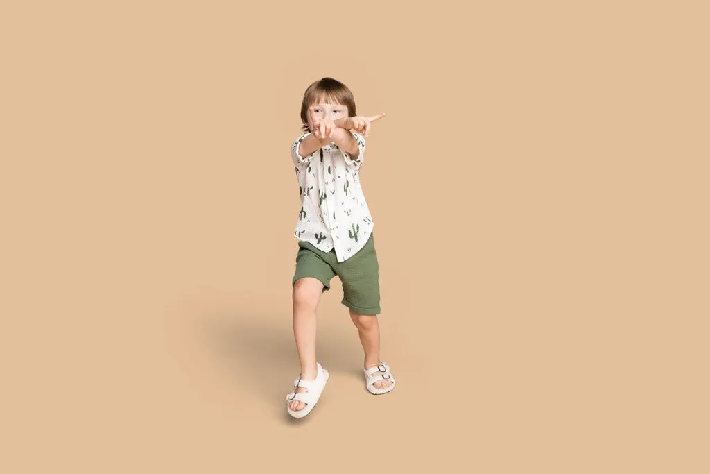 Boys Button Down Gauze Shirt - Off-White