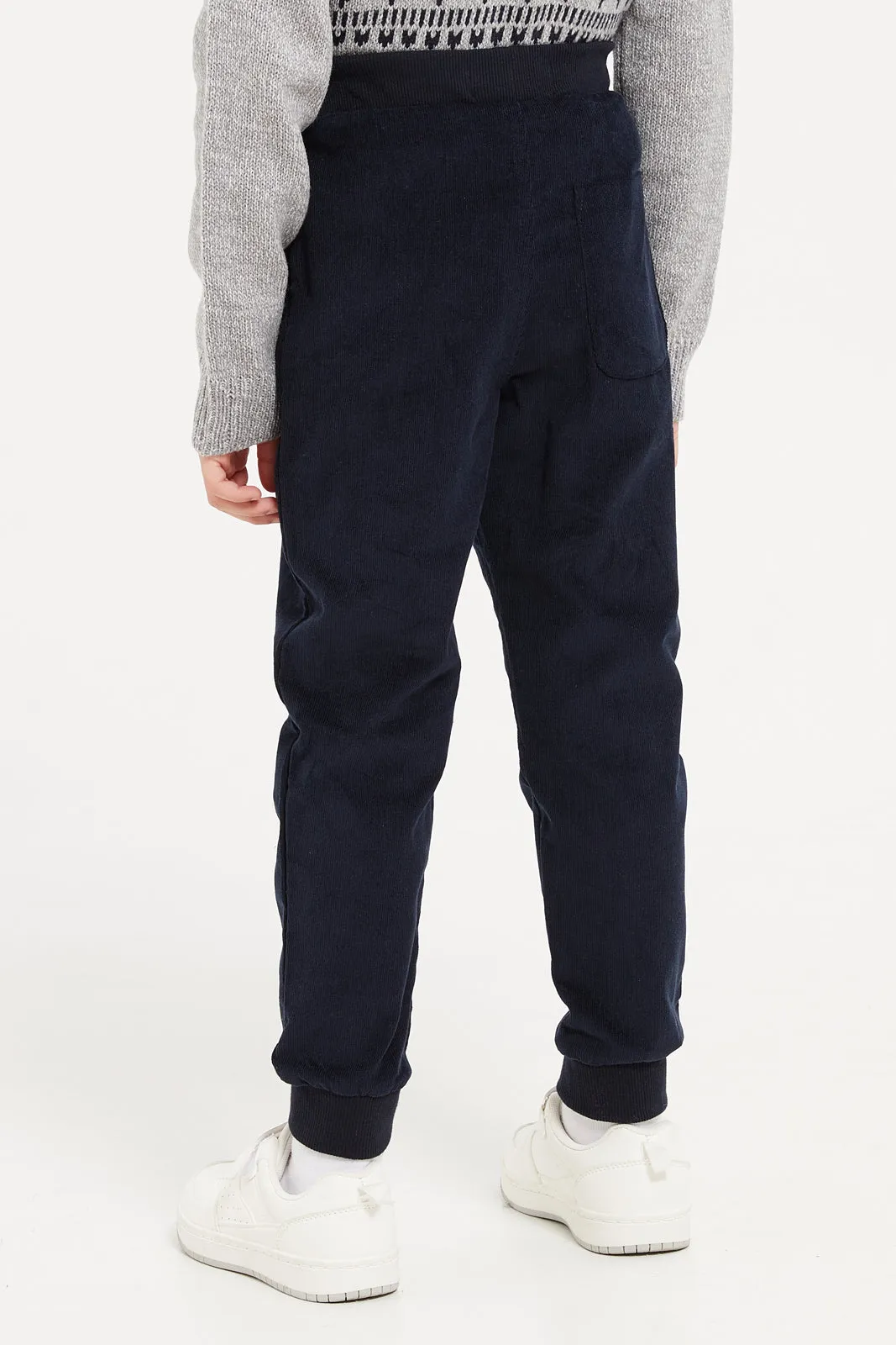 Boys Navy Corduroy Lined Pullon Trouser