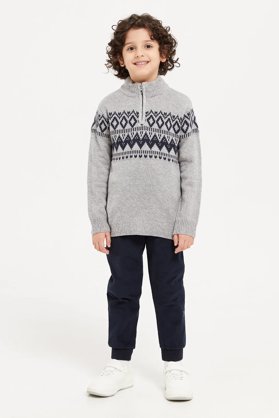 Boys Navy Corduroy Lined Pullon Trouser