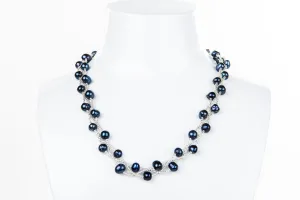 Braided Blue Freshwater Pearl Necklace 7mm