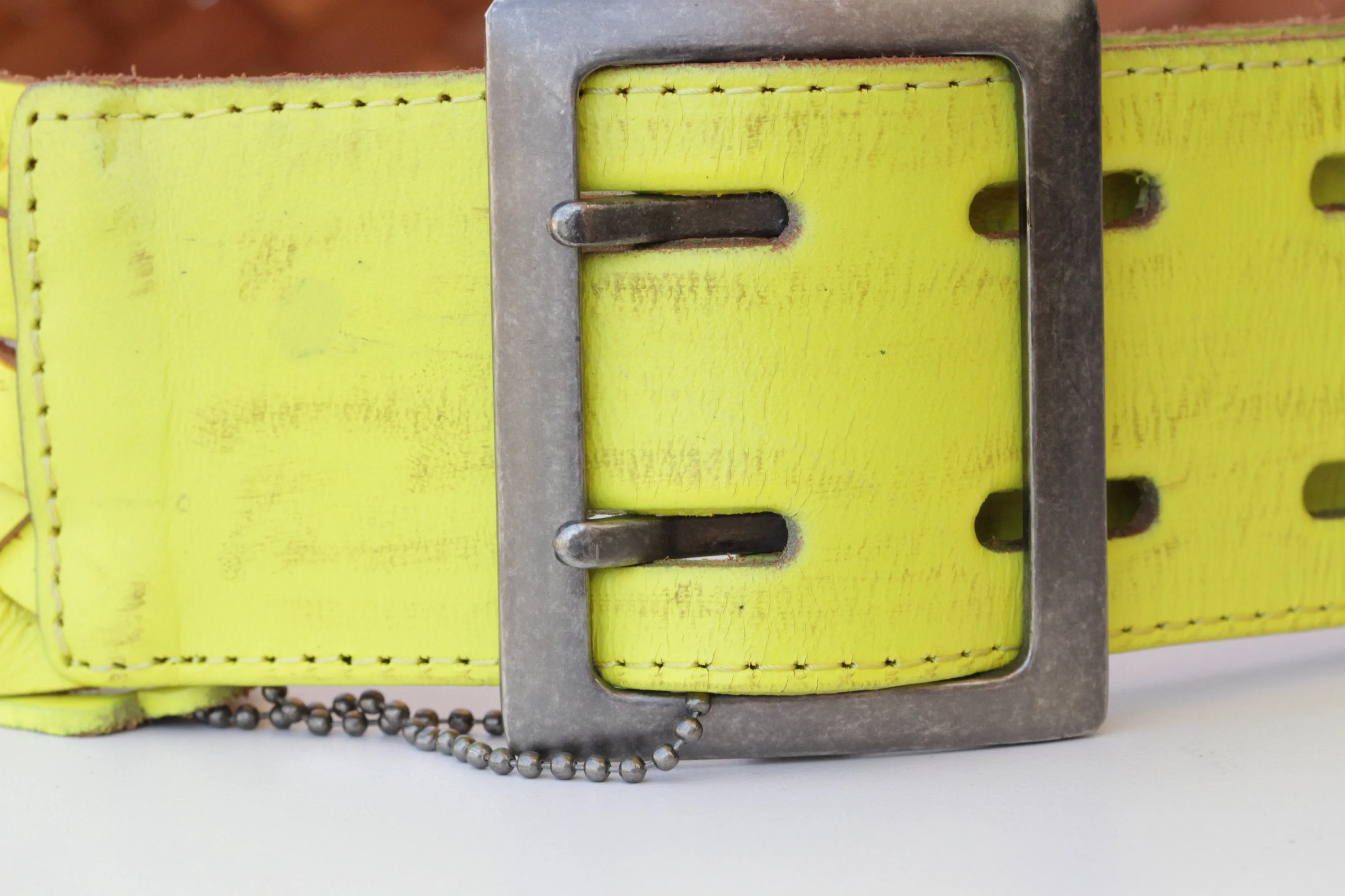 BRAIDED YELLOW Leather Belt