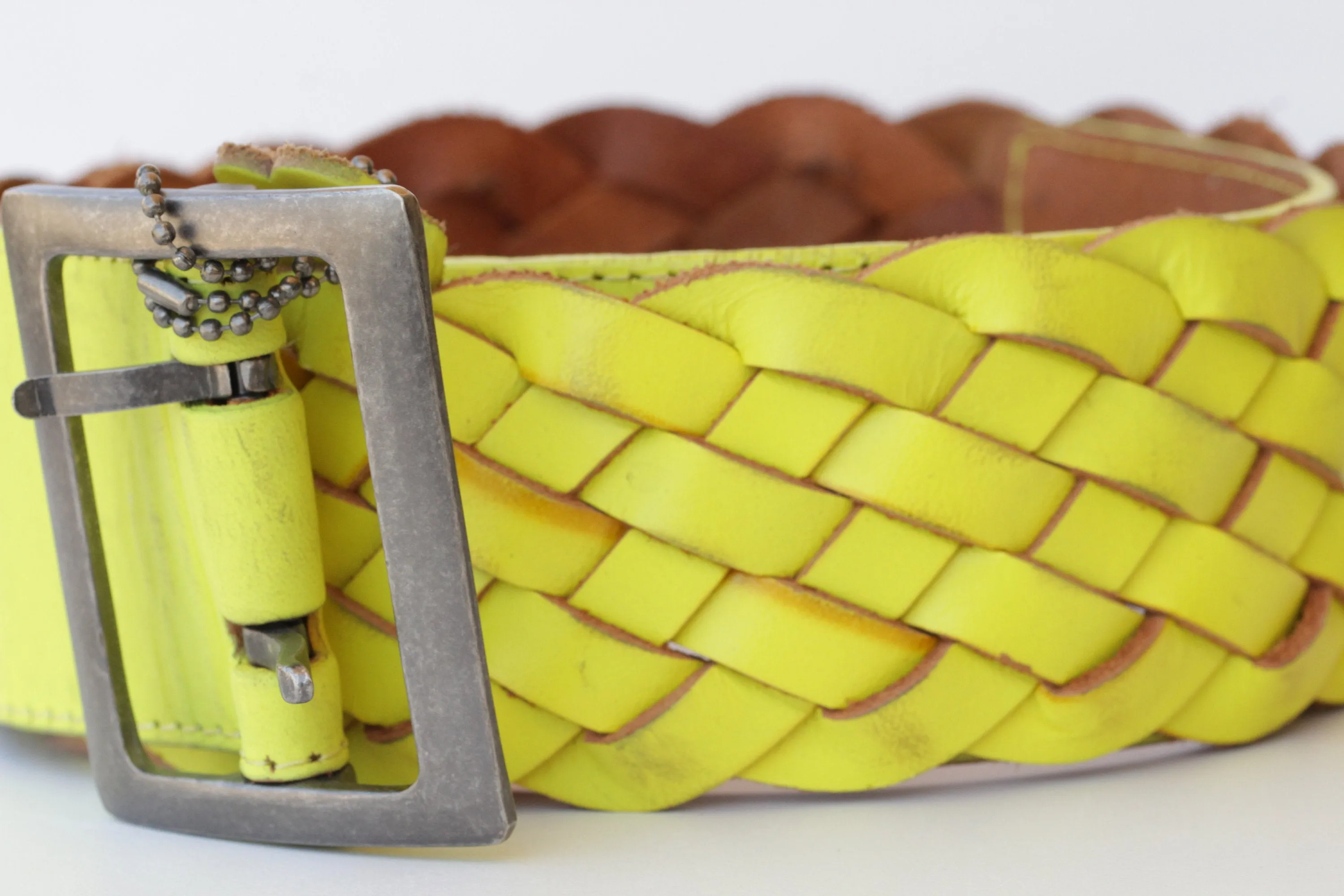 BRAIDED YELLOW Leather Belt