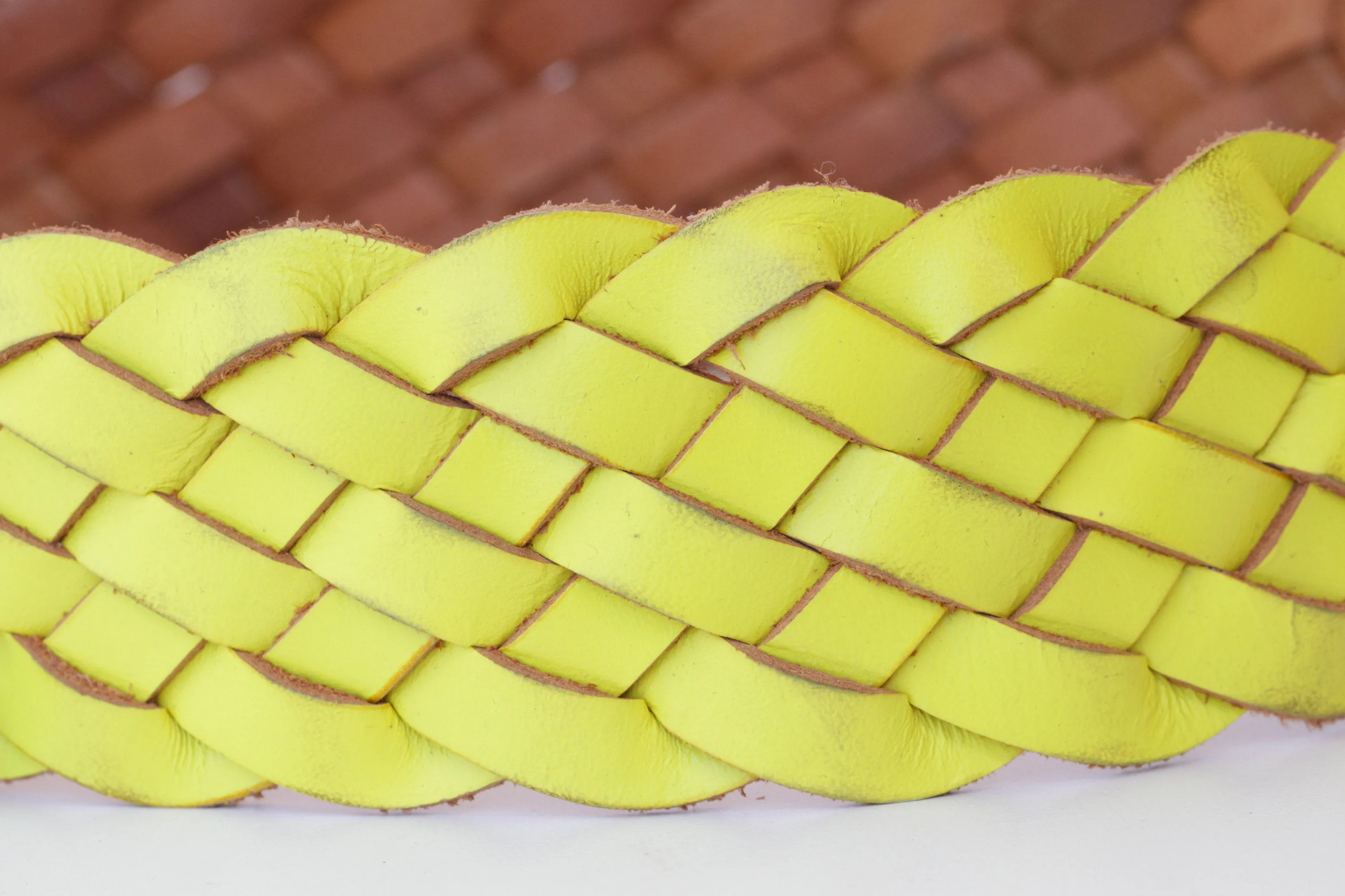 BRAIDED YELLOW Leather Belt