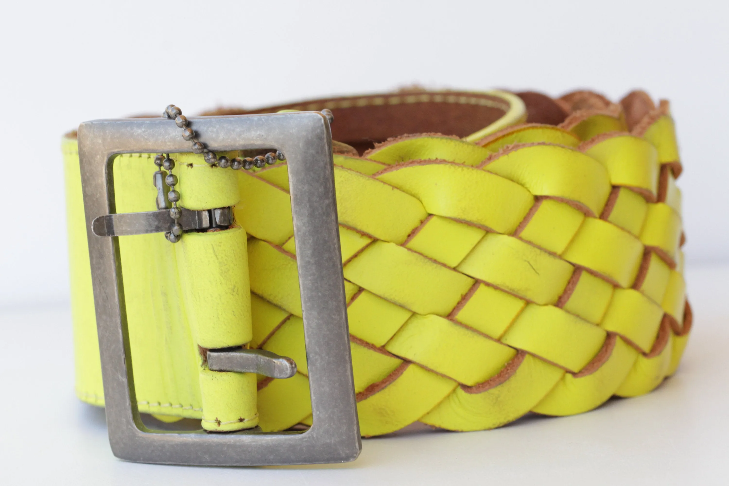 BRAIDED YELLOW Leather Belt