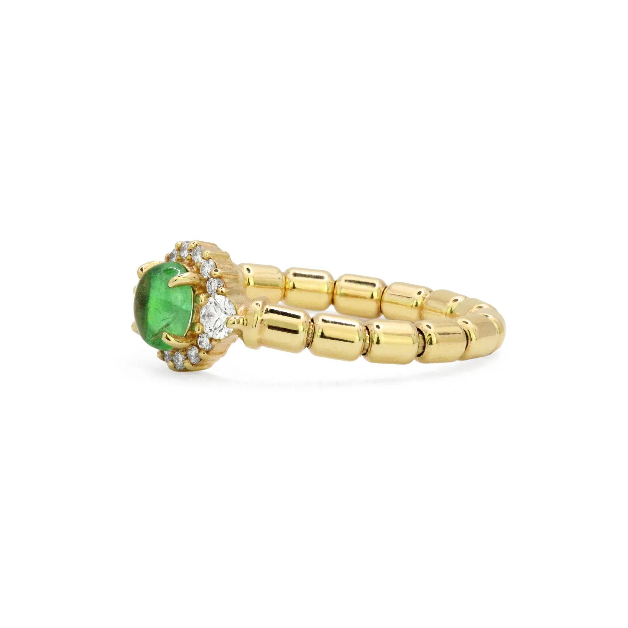 Cabochon & Diamond 18K Stretch Ring