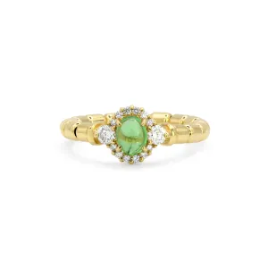 Cabochon & Diamond 18K Stretch Ring