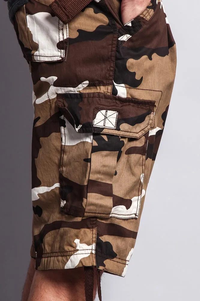 Camo Ripstop Belted Cargo Shorts