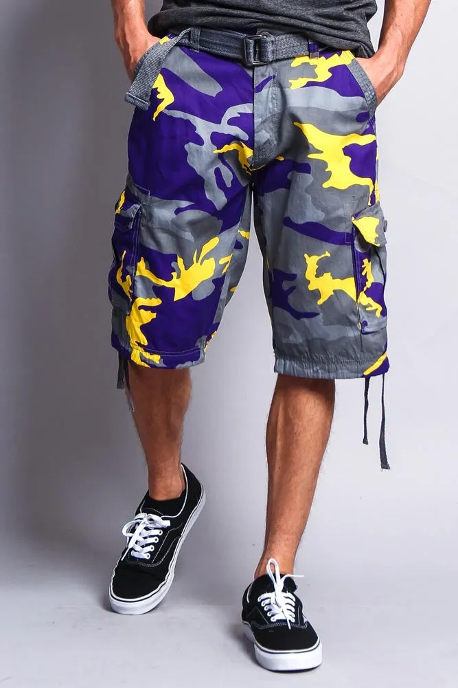 Camo Ripstop Belted Cargo Shorts