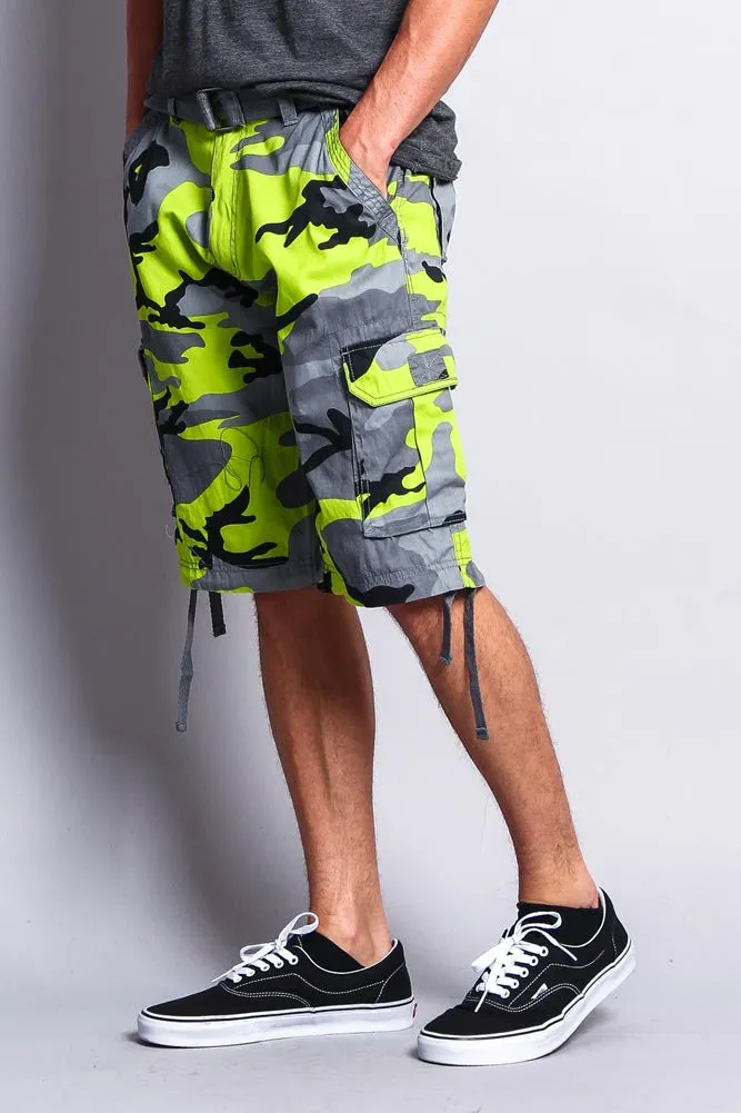 Camo Ripstop Belted Cargo Shorts