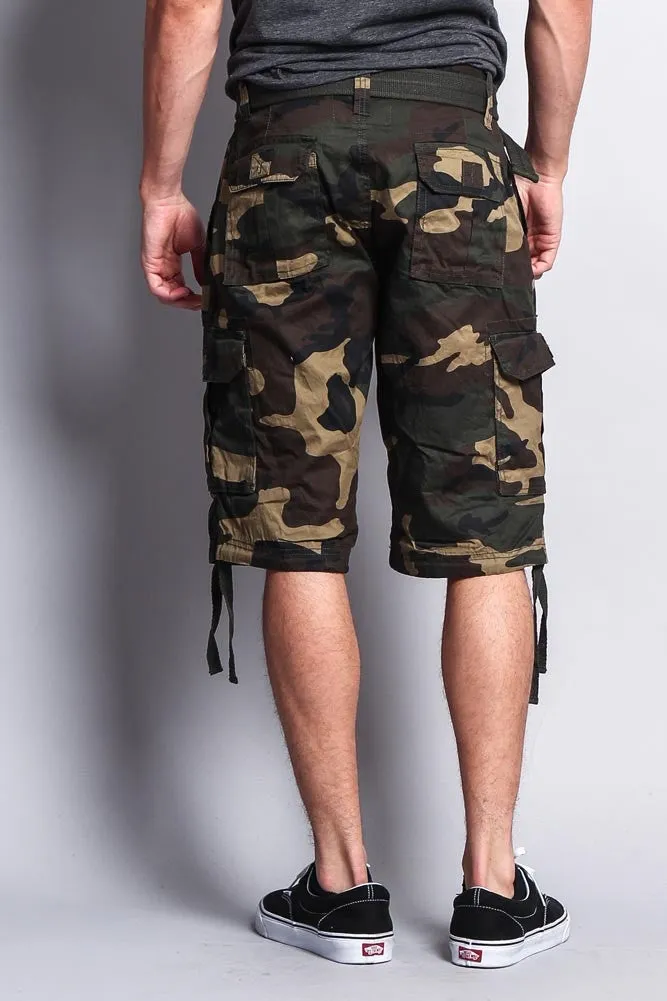 Camo Ripstop Belted Cargo Shorts