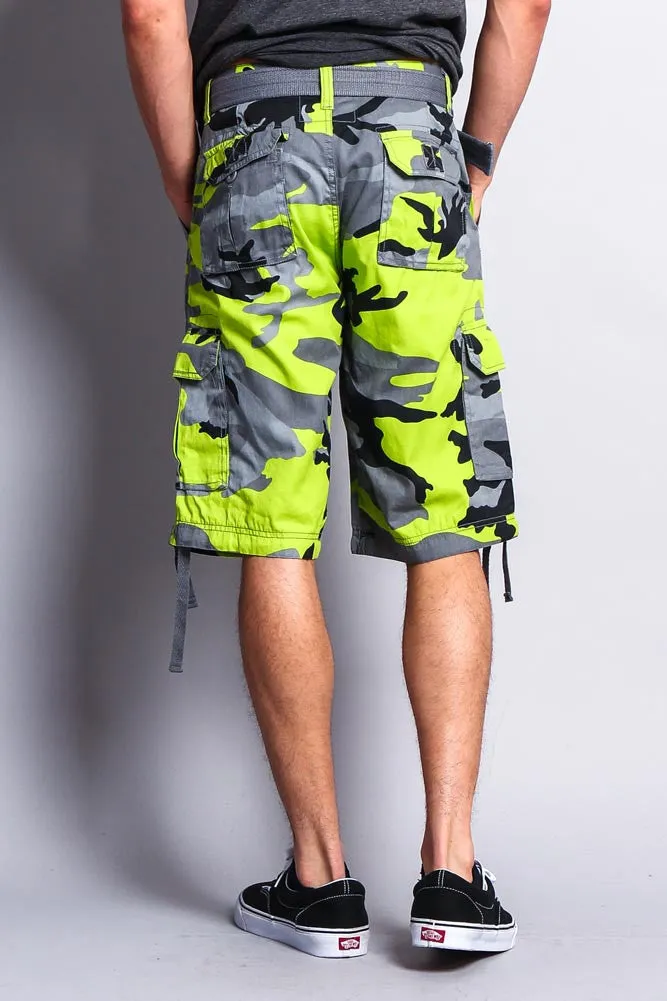 Camo Ripstop Belted Cargo Shorts