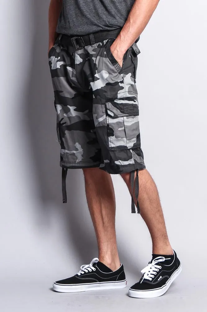 Camo Ripstop Belted Cargo Shorts