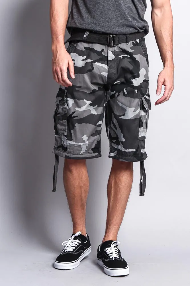 Camo Ripstop Belted Cargo Shorts