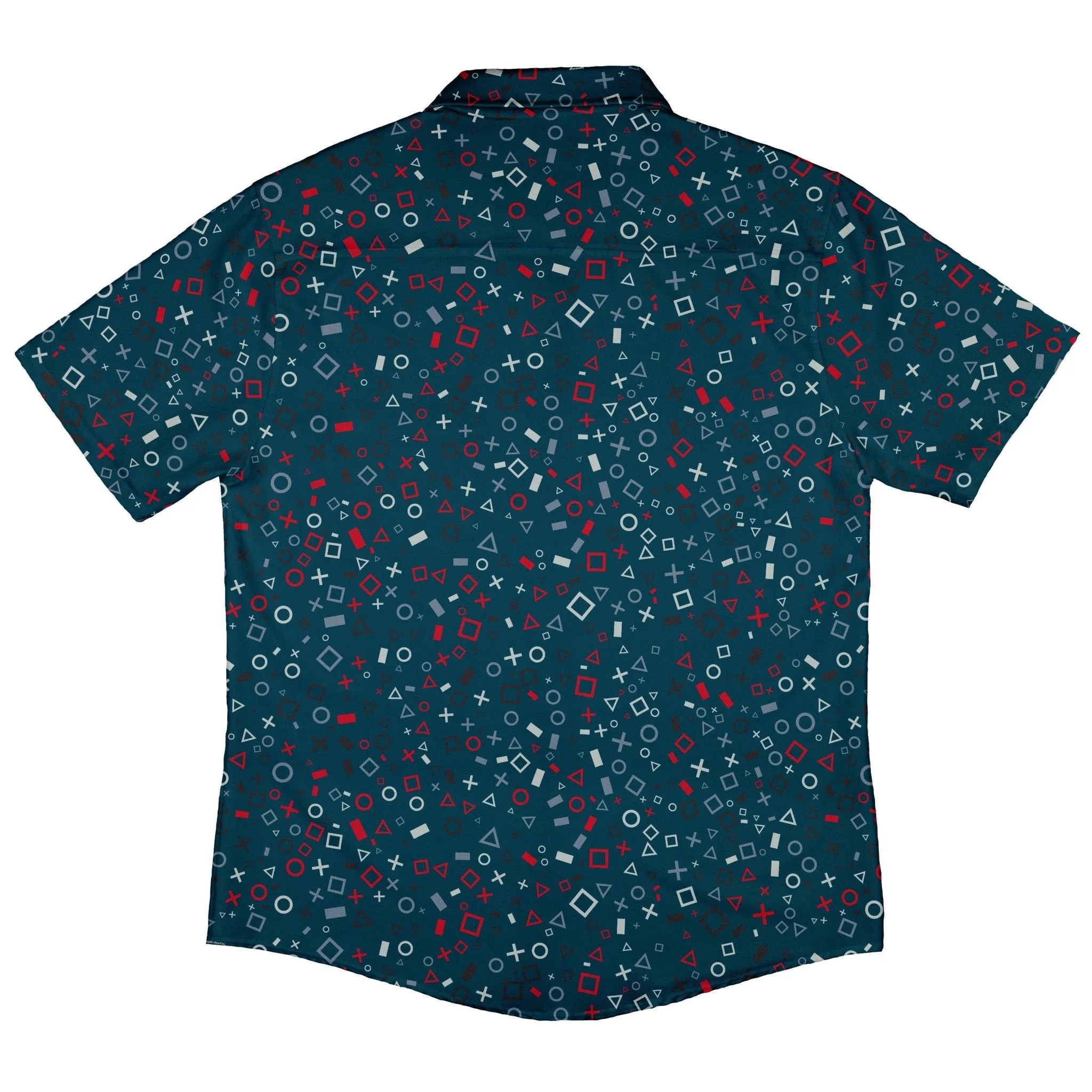 Controller Gamepad Icons Teal Video Game Button Up Shirt