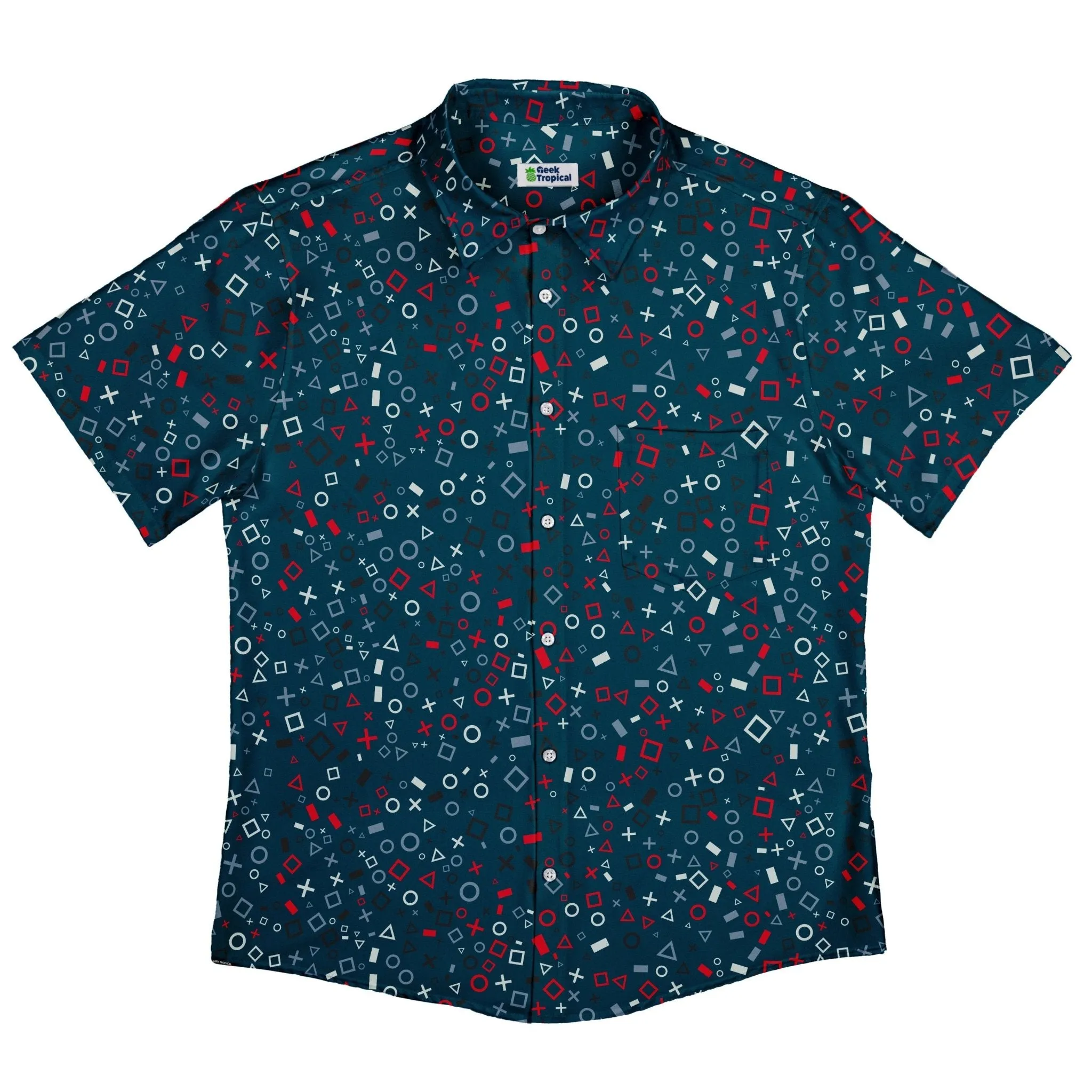 Controller Gamepad Icons Teal Video Game Button Up Shirt