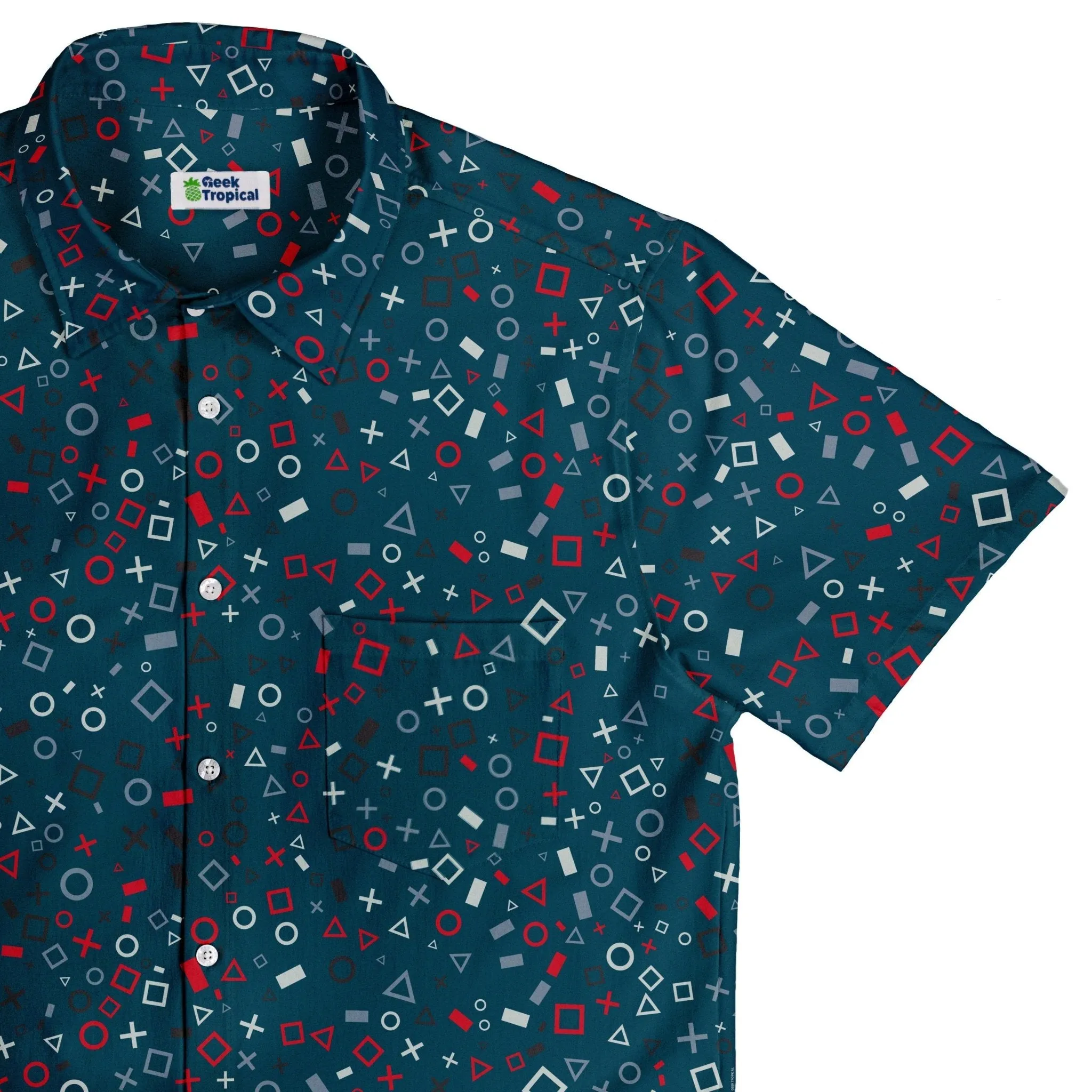 Controller Gamepad Icons Teal Video Game Button Up Shirt