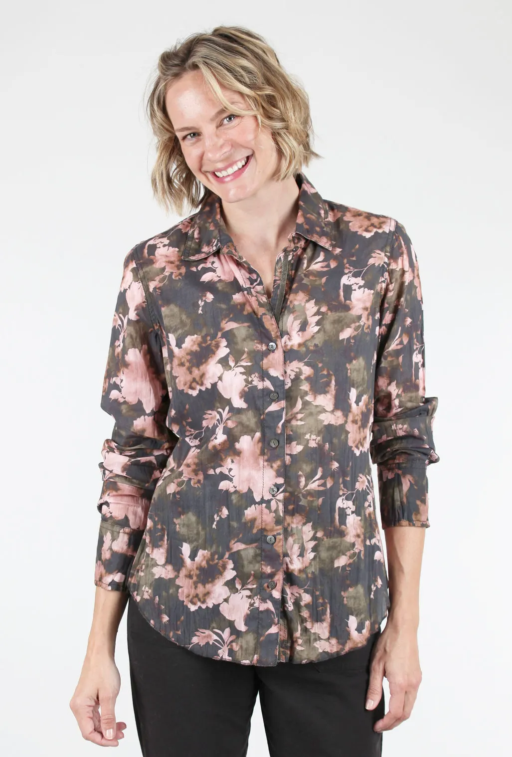 Crinkle Cotton Shirt, Cordoba/Olive