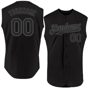 Custom Black Steel Gray Authentic Sleeveless Baseball Jersey