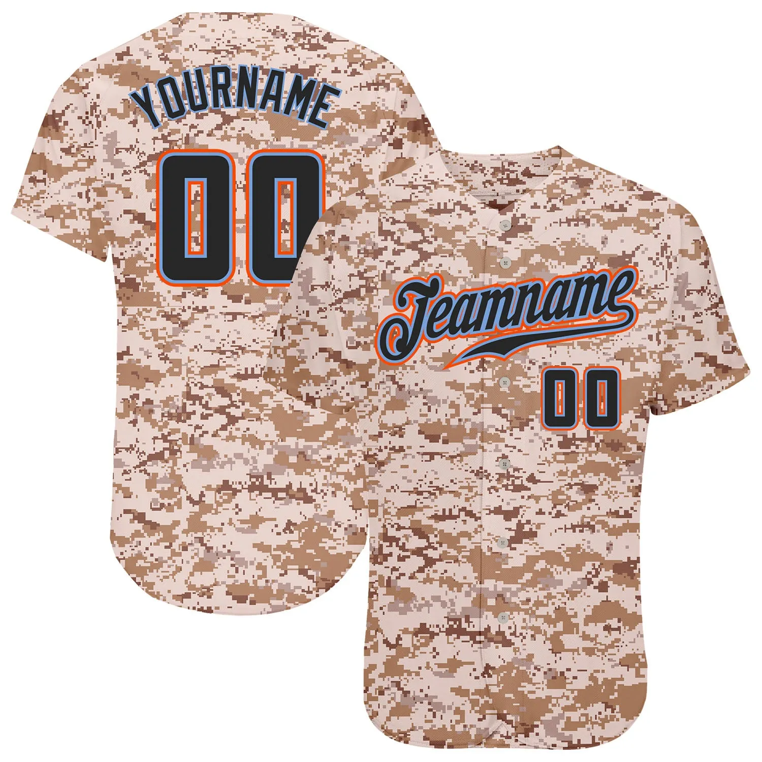 Custom Camo Black-Powder Blue Authentic Salute To Service Baseball Jersey