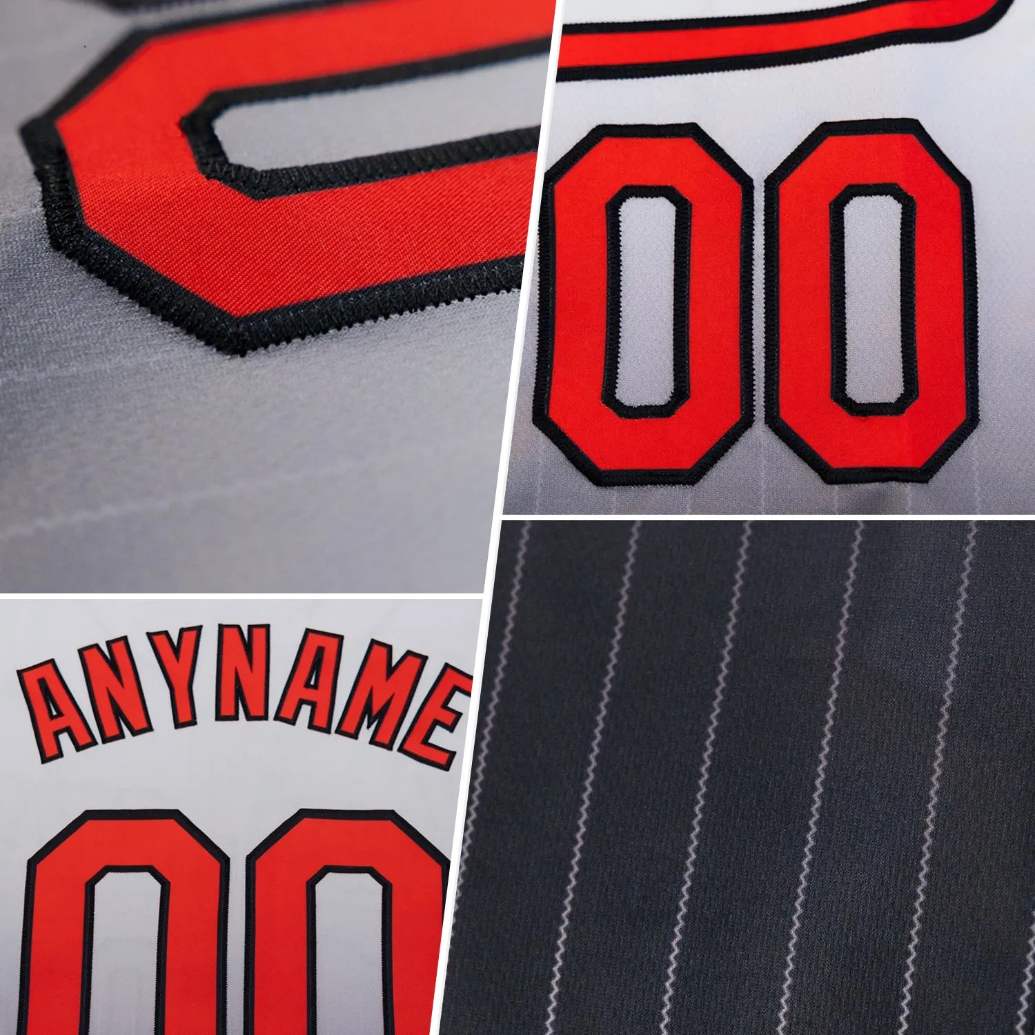 Custom Gold Pinstripe Red-Black Authentic Fade Fashion Baseball Jersey