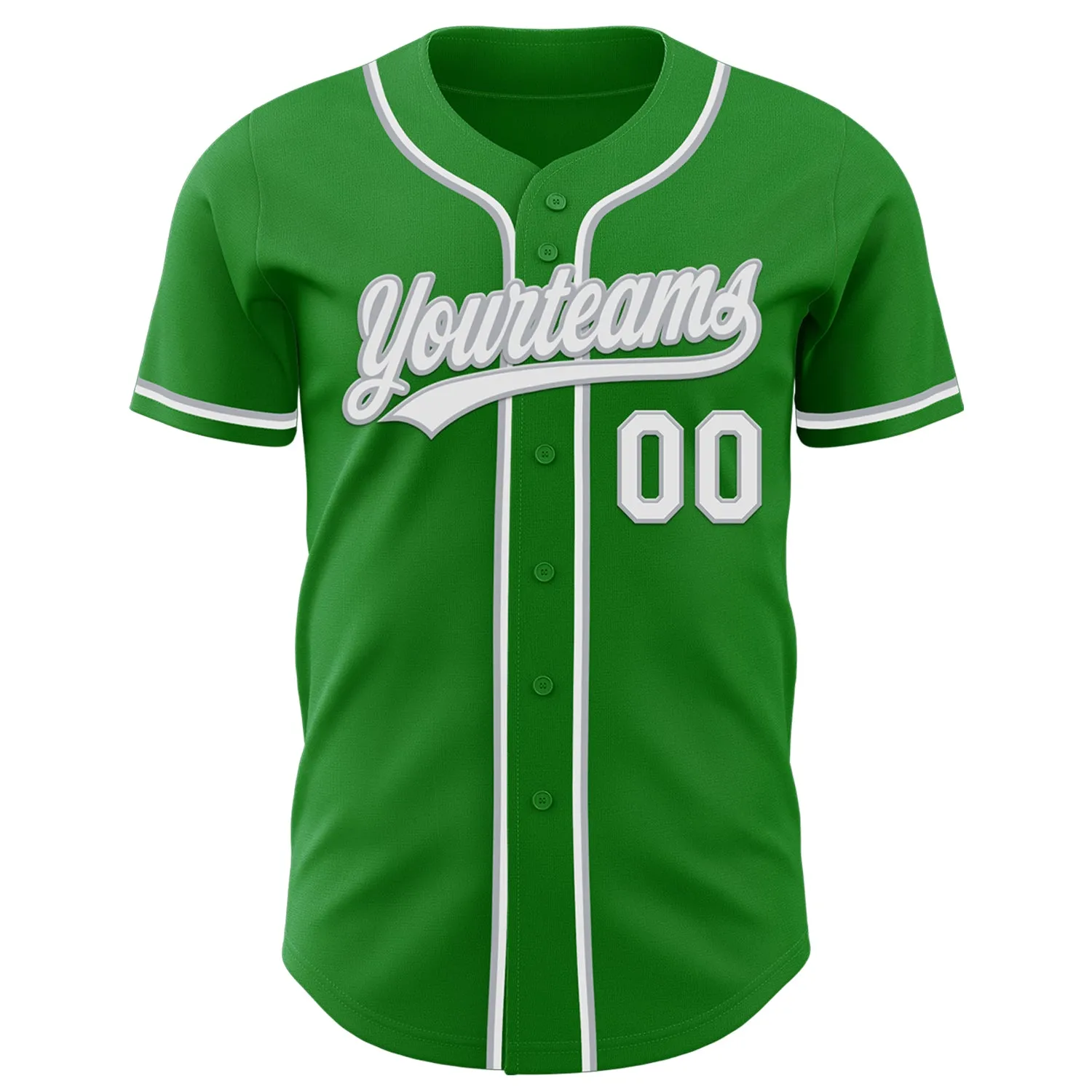 Custom Grass Green White-Gray Authentic Baseball Jersey