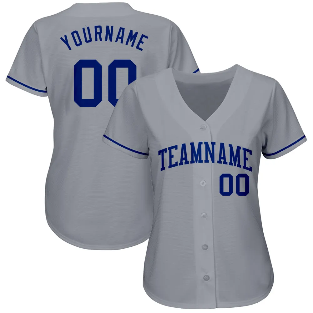 Custom Gray Royal Authentic Baseball Jersey