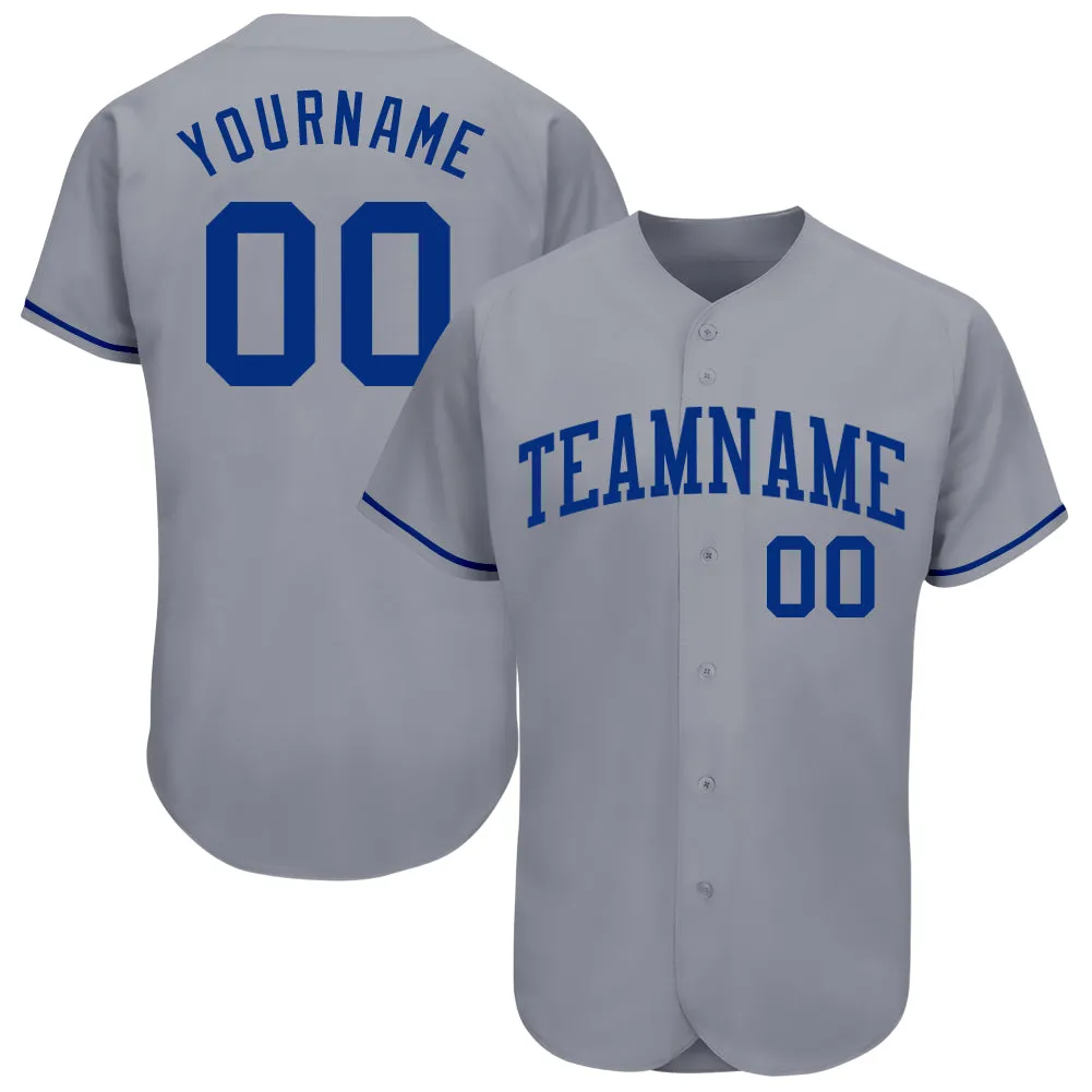 Custom Gray Royal Authentic Baseball Jersey