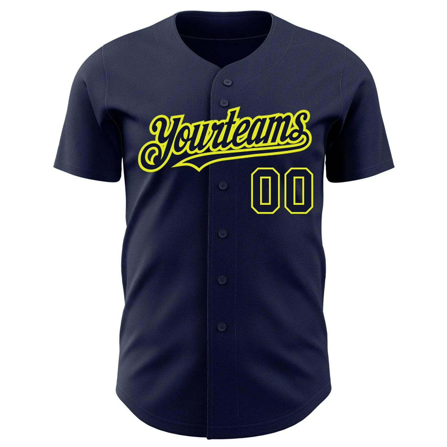 Custom Navy Neon Yellow Authentic Baseball Jersey