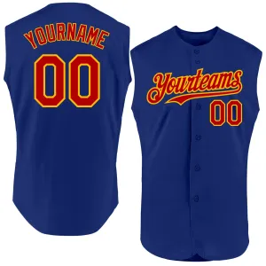 Custom Royal Red-Gold Authentic Sleeveless Baseball Jersey