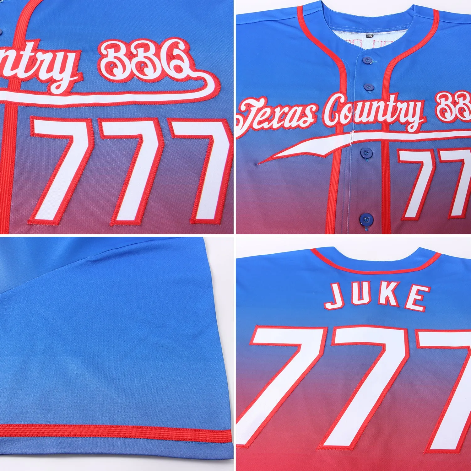 Custom Royal White-Red Authentic Fade Fashion Baseball Jersey